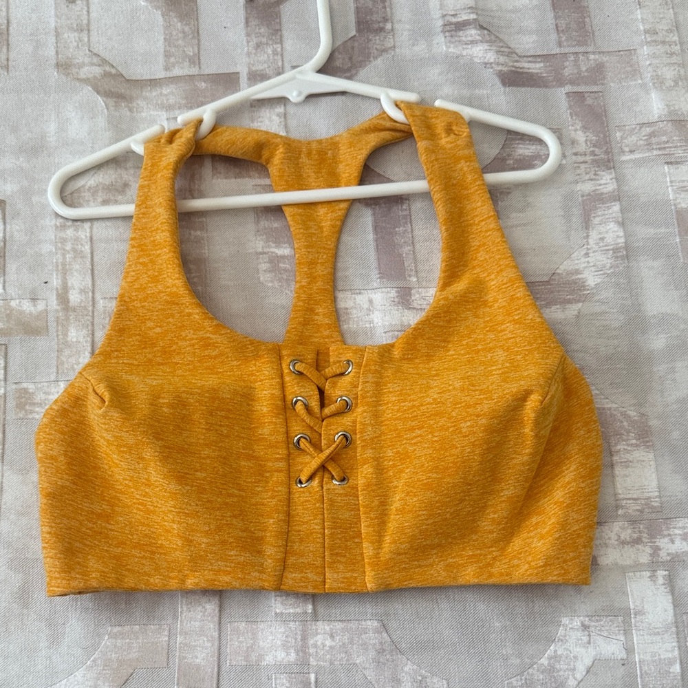 Bombshell Sportswear Lace-Up Racerback Sports Bra